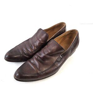 Gucci Mens Pointed Toe Loafers Size 10 Brown Leather Italy